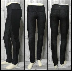Lululemon Ribbed Denim Look Moto Leggings Sz 6 Grey/ Black